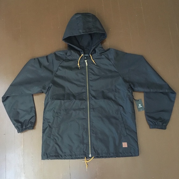 brixton claxton black hooded windbreaker